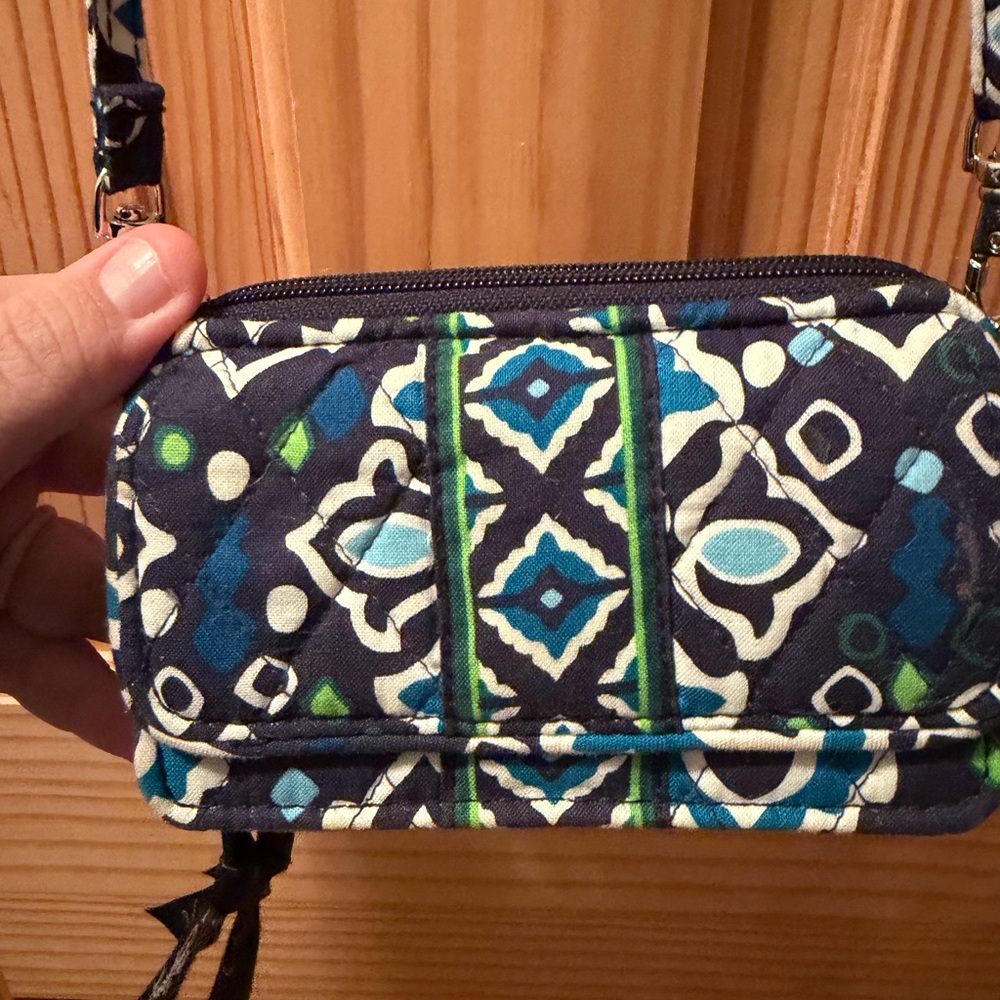 Vera Bradley Geometric Blue and Green Mini Bag